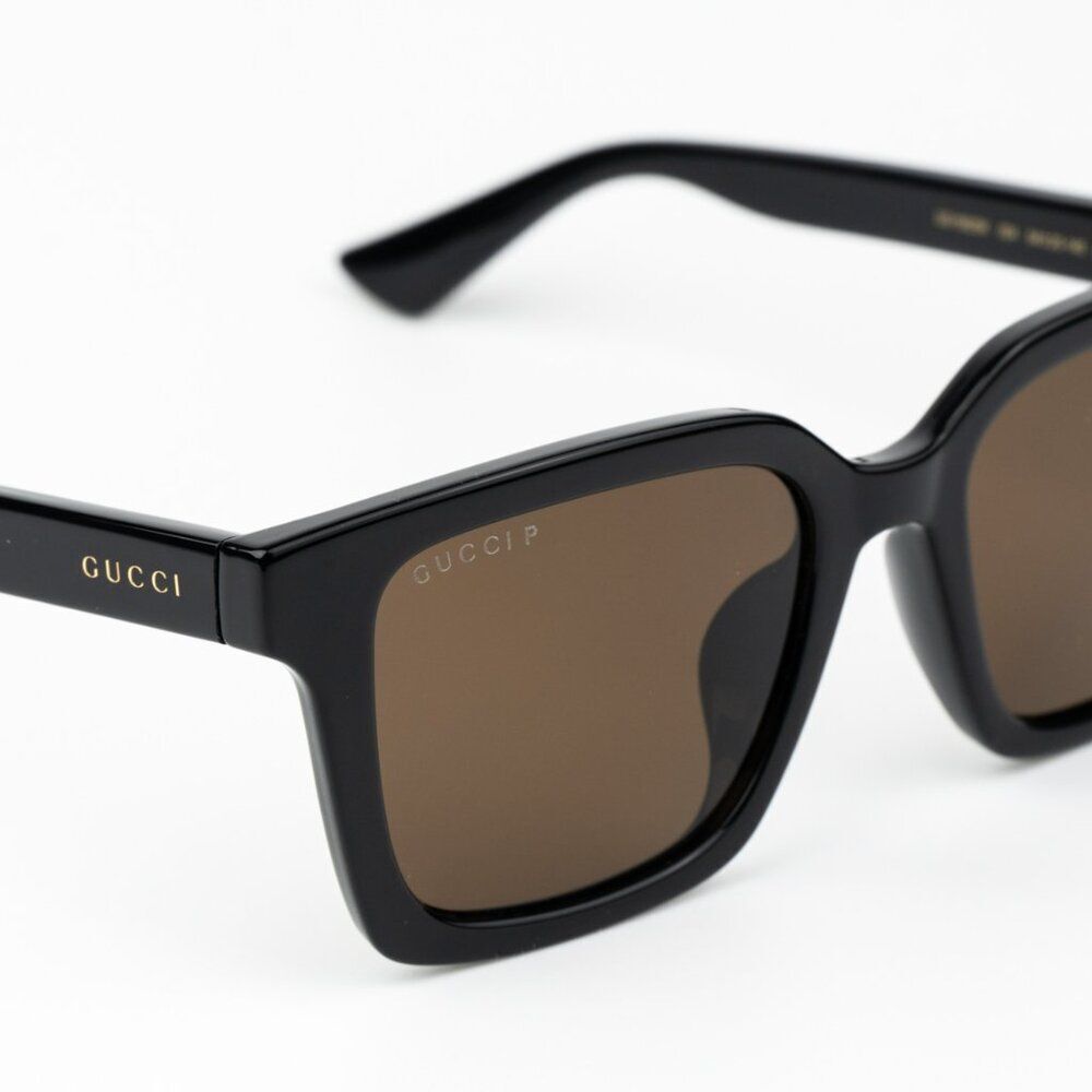 NEW Gucci GG1582SK 004 Shiny Black Brown Polarized Cat Eye Unisex Sunglasses - Picture 9 of 14
